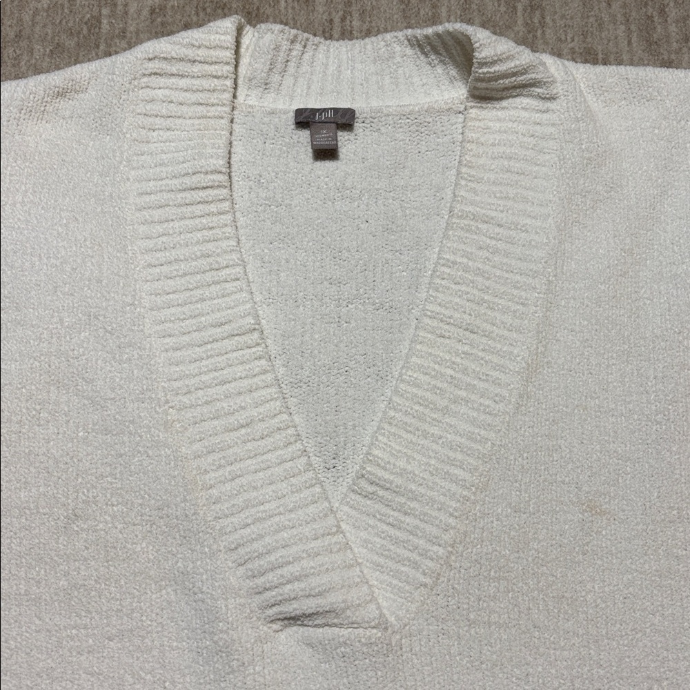 1x J Jill winter white sweater v neck 3/4 sleeve soft cozy